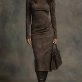 Susana | Rochie midi lungă maro