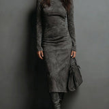 Susana | Rochie midi lungă maro