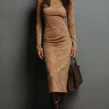 Susana | Rochie midi lungă maro