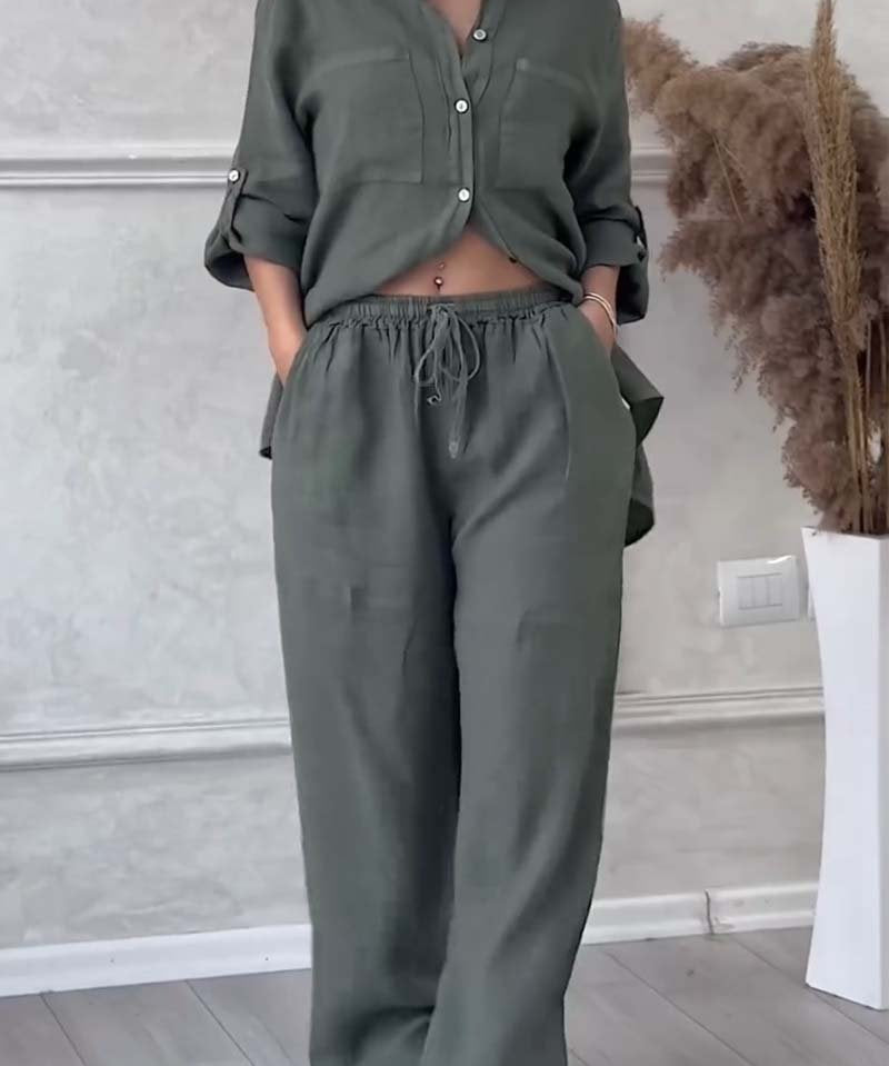 Fara | Set din Bumbac și In Luxe – Cămașă și Pantaloni