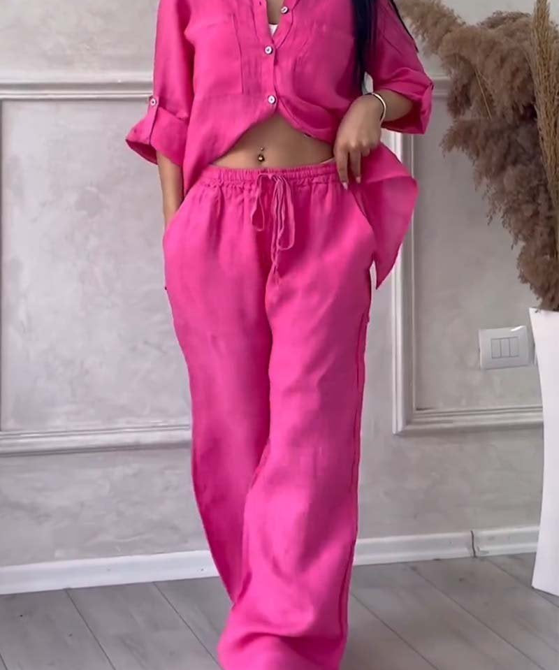 Fara | Set din Bumbac și In Luxe – Cămașă și Pantaloni