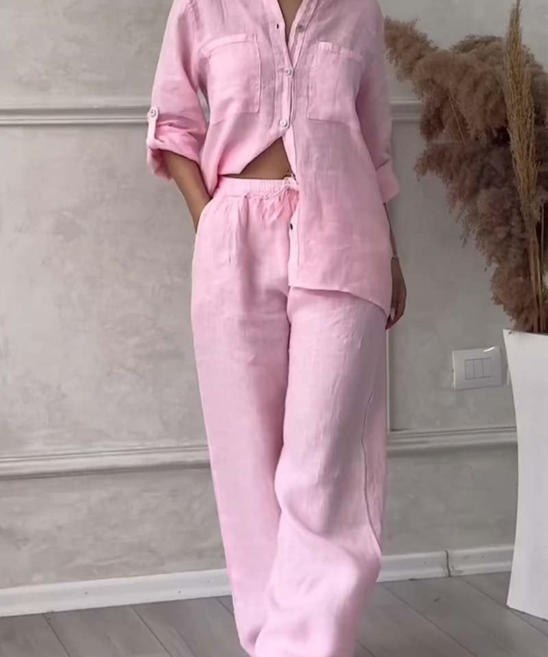 Fara | Set din Bumbac și In Luxe – Cămașă și Pantaloni