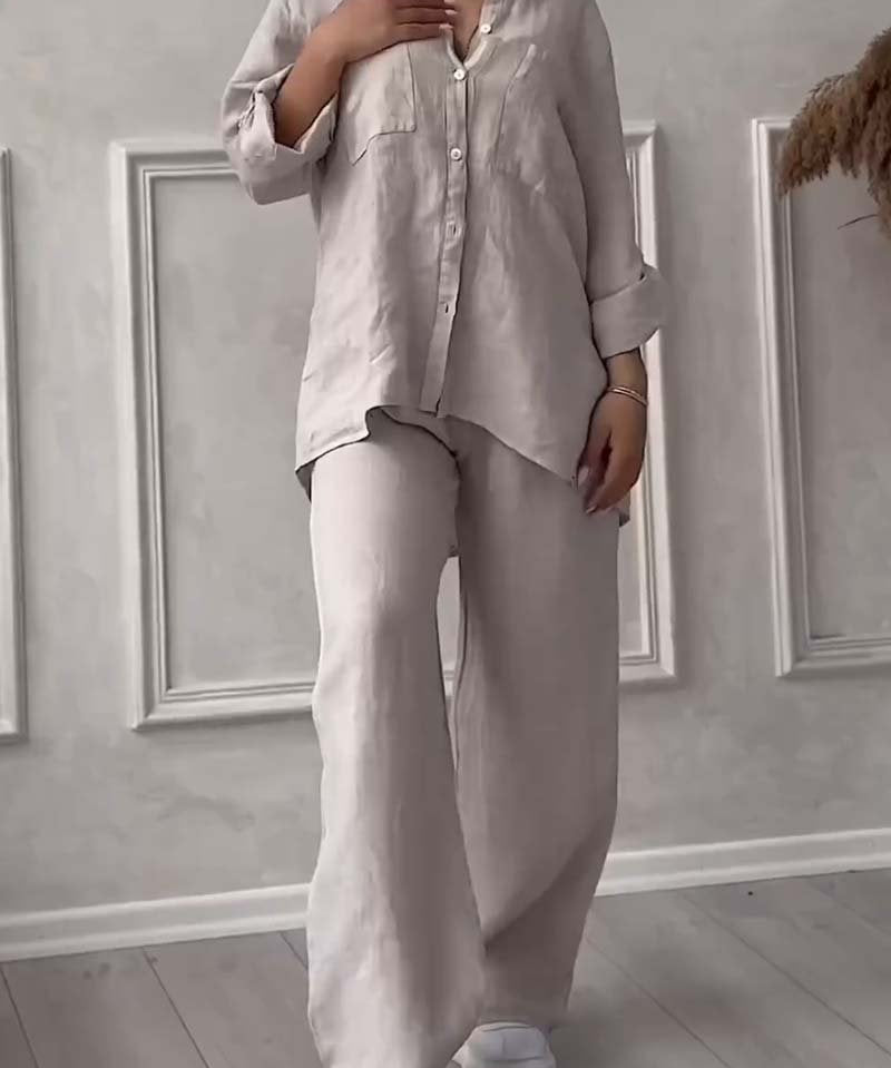 Fara | Set din Bumbac și In Luxe – Cămașă și Pantaloni