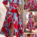 Noelle | Rochie de Primăvară Florală cu Decolteu în V