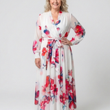 Lillian | Rochie Maxi Florală cu Mânecă Lungă tip Wrap