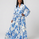 Lillian | Rochie Maxi Florală cu Mânecă Lungă tip Wrap