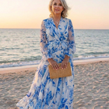 Lillian | Rochie Maxi Florală cu Mânecă Lungă tip Wrap