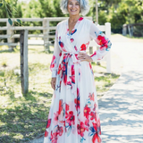 Lillian | Rochie Maxi Florală cu Mânecă Lungă tip Wrap