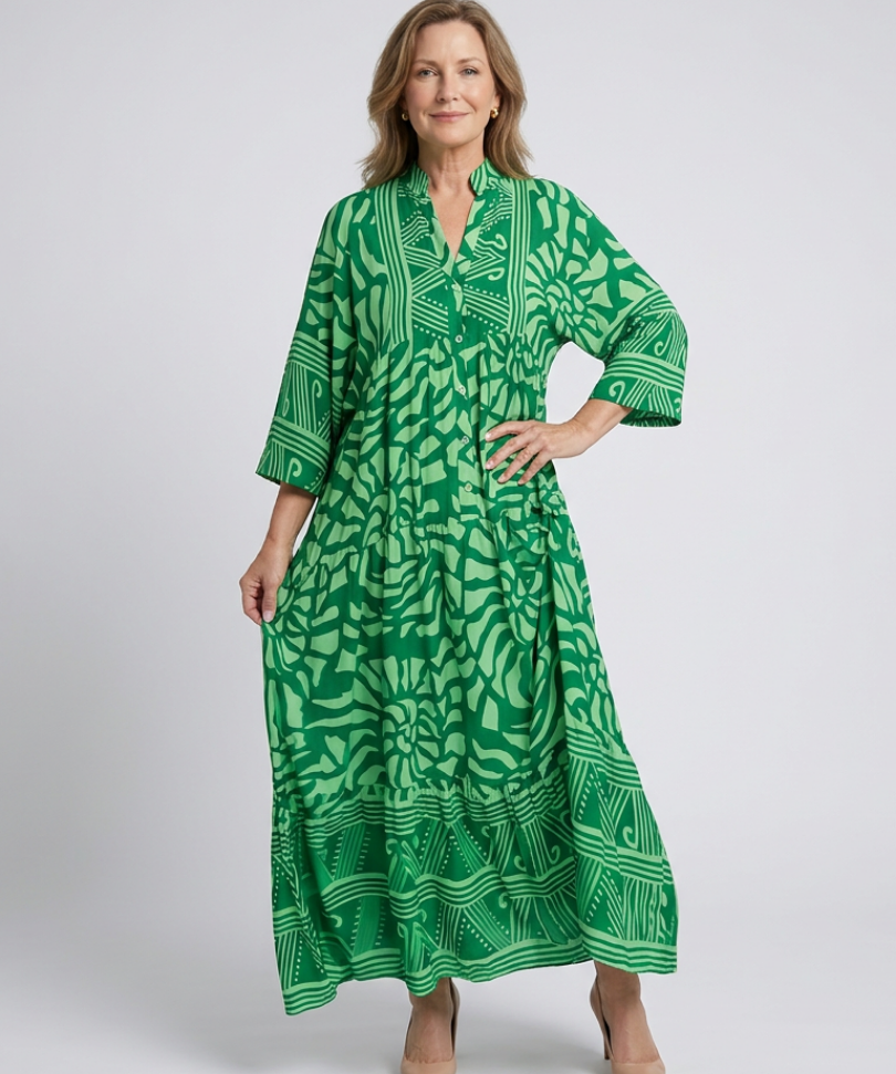 Marielle | Rochie Maxi cu Nasturi pe Față