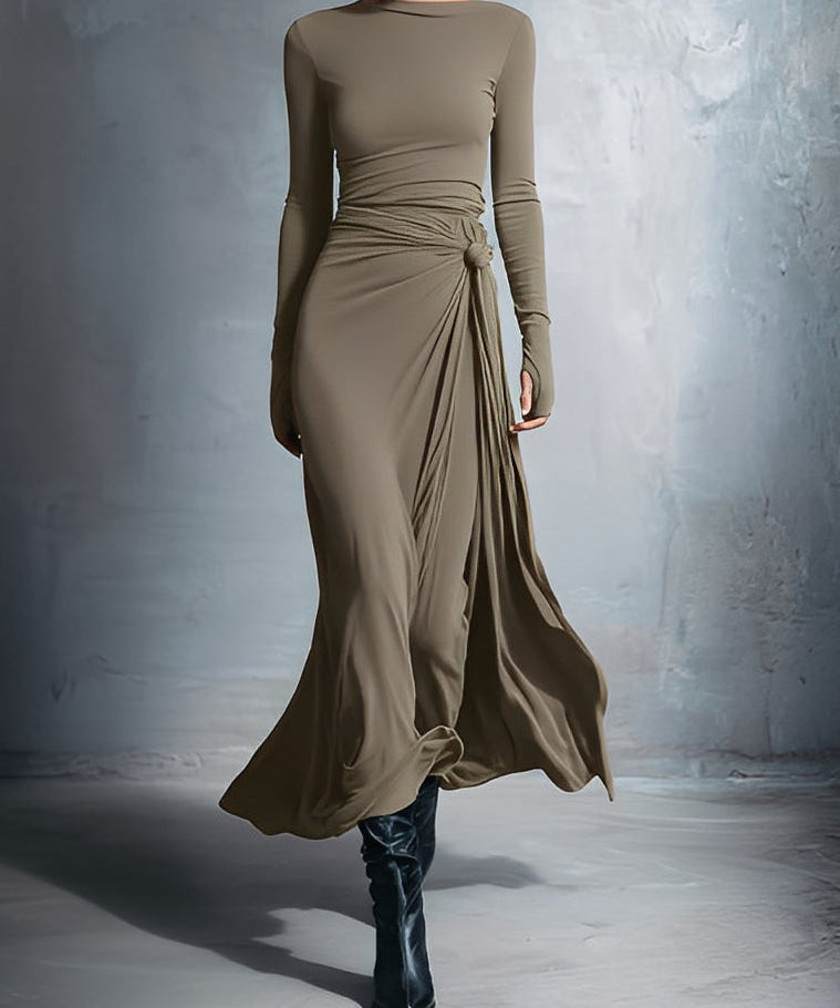 Ilinca | Rochie maxi cu nod lateral