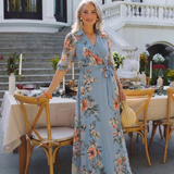 Elowen | Rochie Maxi Florală tip Wrap cu Decolteu în V