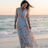 Elowen | Rochie Maxi Florală tip Wrap cu Decolteu în V