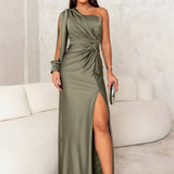 Yolina | Rochie din Satin cu Un Umăr