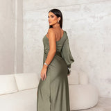 Yolina | Rochie din Satin cu Un Umăr